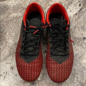 Red and Black Under Armour Soccer Cleats Size 7